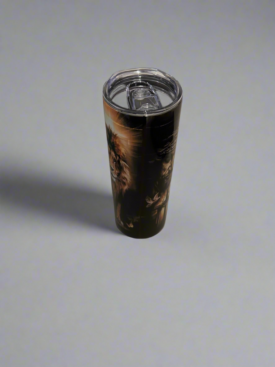 “I Can Only Imagine” 20 oz Tumbler with Jesus Christ and Lion Images: